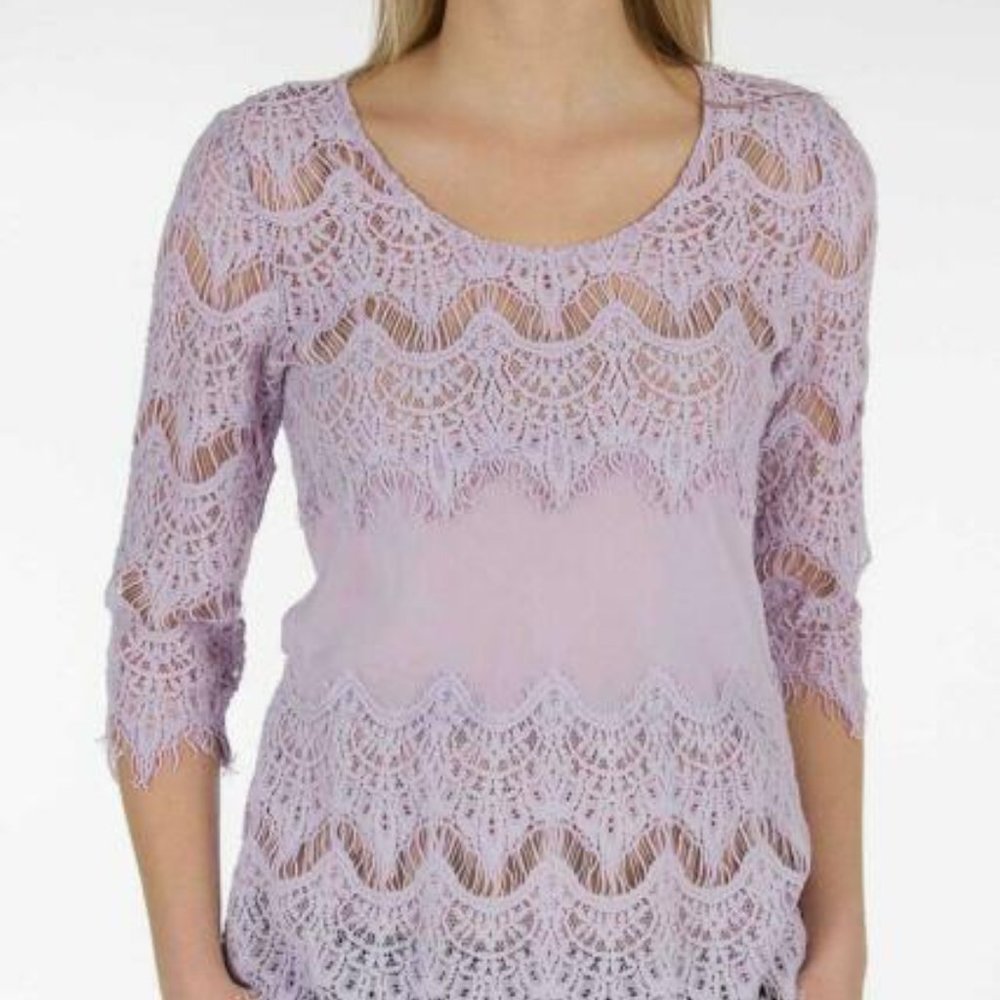 Chiffon Inset Lace Blouse